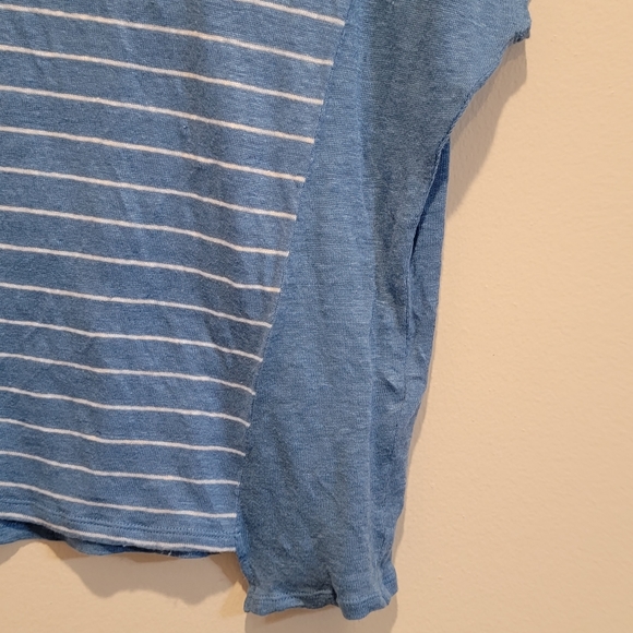 Vince womens boyfriend oversize sweater in blue and white stripe linen xs - Picture 3 of 7